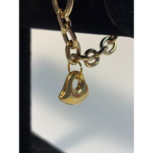 Charm Bracelet in Gold Tone with Puffy Heart Dangle Charms Y2K